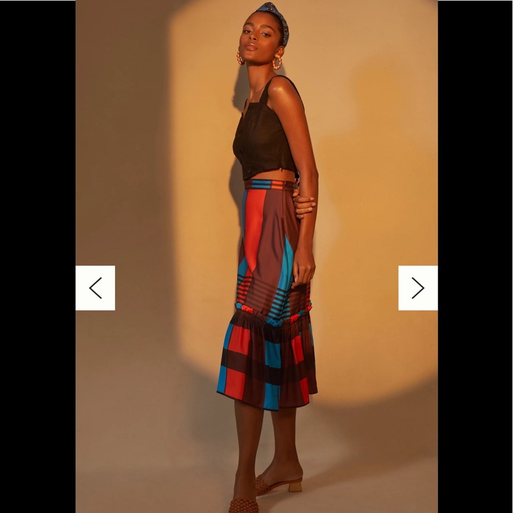 Eva Franco Flounced Midi Skirt by Anthropologie
